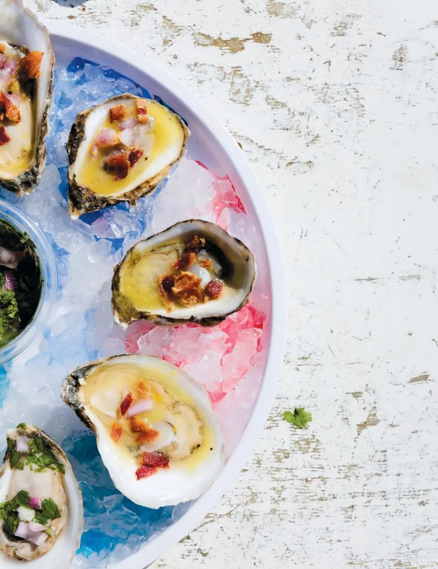 Oysters on ice with Florida orange mignonette